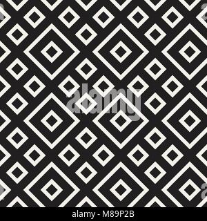 Stilvolle Linien Gitter. Ethnische Schwarzweiß-Textur. Abstrakte geometrische Hintergrund Design. Vektor nahtlose Muster. Stock Vektor
