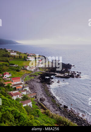 Faja das Almas, Erhöhte Ansicht, Manadas, Sao Jorge Island, Azoren, Portugal Stockfoto