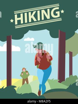 Wanderer Wandern in Outdoor. Stock Vektor