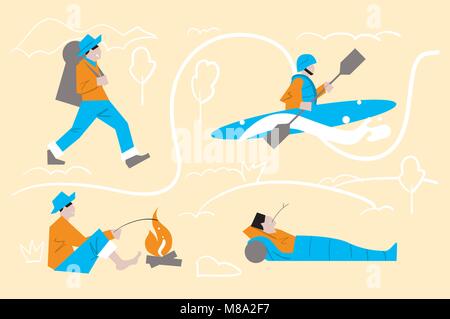 Outdoor Aktivitäten, Tourismus, Freizeit Stock Vektor