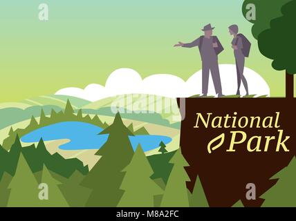 Wanderer Wandern in Outdoor. Stock Vektor