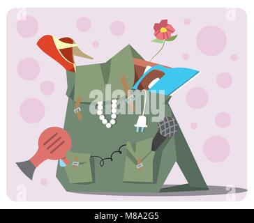 Rucksack der moderne Tourist. Stock Vektor