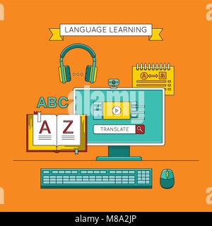 Fremdsprache Bildung online. Stock Vektor