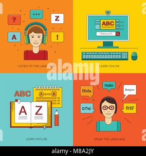 Fremdsprache Bildung online. Stock Vektor