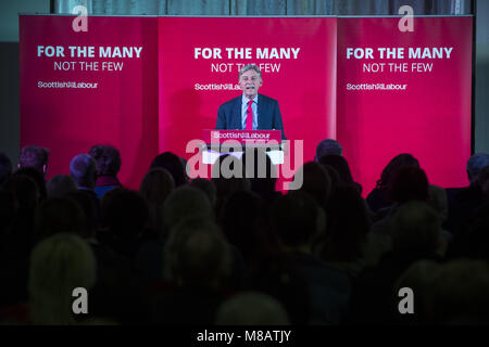 Der Führer der Jeremy Corbyn und Richard Leonard sprechen bei einer Wahlkampfveranstaltung in Midlothian, an Shottstown Bergleute Tierschutz Hallen. Mit: Richard Leonard Wo: Penicuik Mid Lothian, Großbritannien Wann: 12 Feb 2018 Credit: Euan Kirsche / WANN Stockfoto