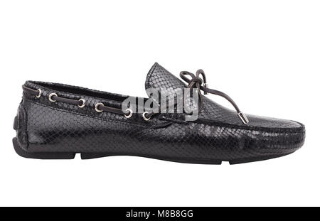 Schwarz Leder Schuhe - weißer Hintergrund > Schwarz Leder Herrenschuhe isoliert Stockfoto