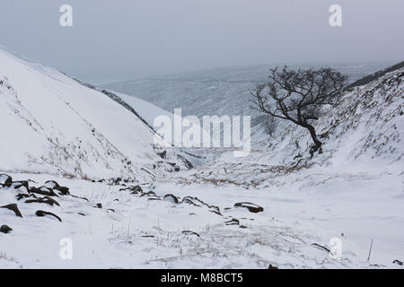 Bray Clough im Schnee Stockfoto