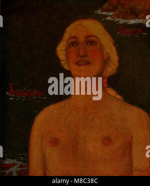 Fritz Erlers „Nordland“ aus dem Jahr 1919 ist eine Darstellung der nördlichen Landschaften und ihrer Menschen, die die Schönheit und Robustheit der nördlichen Regionen widerspiegelt, dargestellt mit einem Fokus auf Naturlandschaften und kulturelle Aspekte. Stockfoto