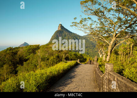 Panorama der Tijuca Wald und Berg Corcovado in Rio de Janeiro, Brasilien Stockfoto