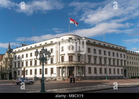 Das nassauische Stadtschloss am Schlossplatz, Sitz des Hessischen Landtags in Wiesbaden, Hessen, Deutschland | ehemaligen Herzogspalast Landtag parliame Stockfoto