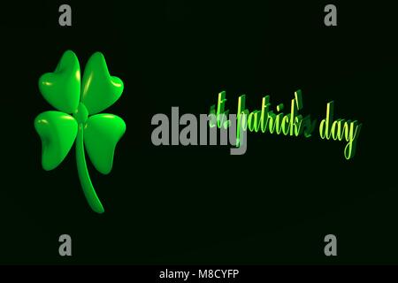 Saint Patrick's day Illustration - 3D Four Leaf Clover Stockfoto