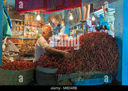 Margao Markt getrocknete Chilis Goa Indien Stockfoto