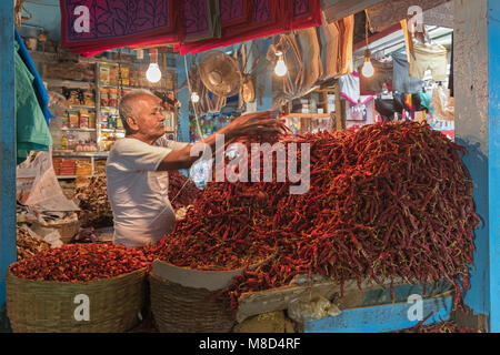 Margao Markt getrocknete Chilis Goa Indien Stockfoto