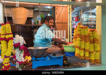 Margao markt Flower Garland Teekocher Goa Indien Stockfoto