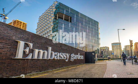 Botschaft der Vereinigten Staaten in neun Ulmen, South West London Stockfoto