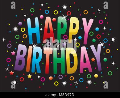 alles Gute zum Geburtstagsgruß auf farbigen Hintergrund Stock Vektor