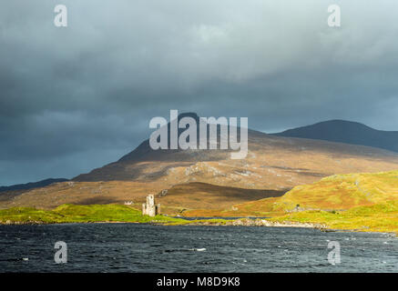 Ardvreck Castle am Ufer des Loch Assynt, Sutherland, Schottland Stockfoto