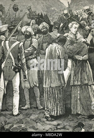 Die Rettung der Gefangenen Geiseln aus Wazir Akbar Khan, 17. September 1842, Erste Anglo-Afghan Krieg Stockfoto