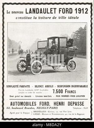 Französische Sprache Advert, Ford Landaulet, 1912 Stockfoto