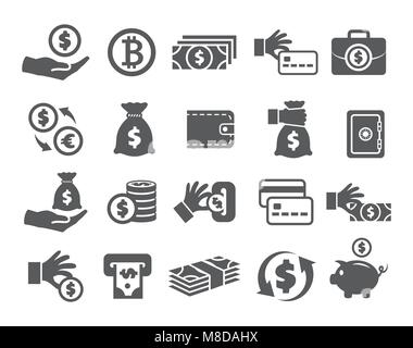 Geld Icons set Stock Vektor