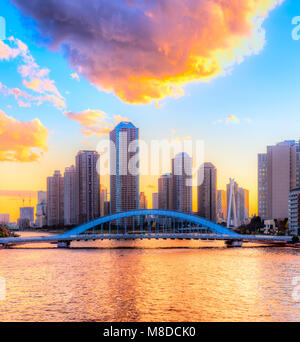 Tokyo, Japan Wohn Wolkenkratzer auf Tsukushima Island. Stockfoto