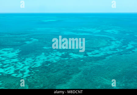 Ein Luftbild der Korallenriffe zwischen Key West und Dry Tortugas in der Florida Stockfoto