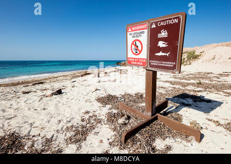 Vorsicht schwimmen Anmelden Garten Key Beach, Dry Tortugas, Florida. Stockfoto