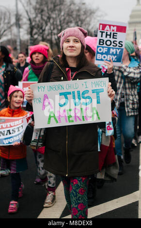 Demonstranten März im März der Frauen auf Washington D.C., 21. Januar 2017 Stockfoto