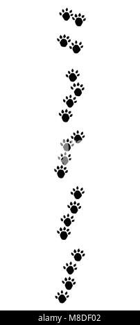 Otter footprints mit typischen Schrägen gesäumt Titel - schwarze Symbol Abbildung auf weißen Hintergrund. Stockfoto