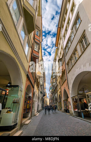 Portici Laubengasse in Bozen, Südtirol, Italien, Europa Stockfoto