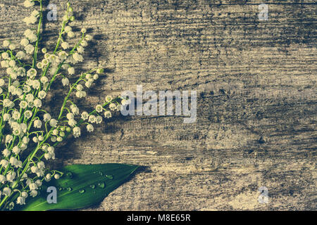 Muttertag Blumen - Maiglöckchen auf hölzernen grunge Hintergrund Stockfoto