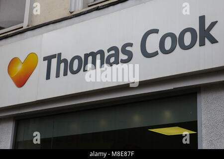 Allgemeine Ansicht von Thomas Cook Niederlassung in Engel, nördlich von London. Reiseveranstalter Thomas Cook ist, diese Woche, die Wiederaufnahme der Flüge nach Tunesien für Kunden in Großbritannien zum ersten Mal seit der Strand Angriff 2015, in dem 30 Briten getötet wurden. Mit: Atmosphäre, Wo: London, Großbritannien Wann: 13.Feb 2018 Credit: WENN Stockfoto