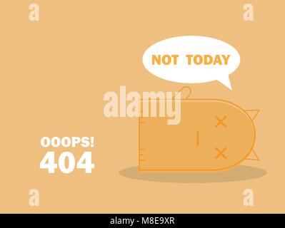 Fehler 404 Seite mit netten Katze und Warnmeldung Oops Seite nicht gefunden Stock Vektor