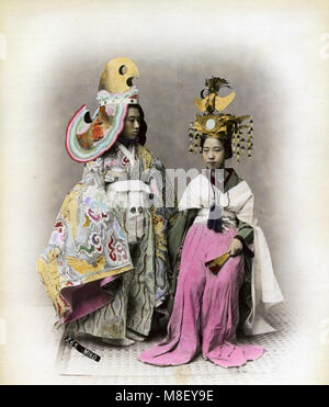 C. in 1880s Japan - japanische Schauspieler im Kostüm Stockfoto