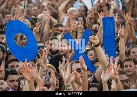 Athen. Unterstützer der Kampagne keine Teilnahme an einer Kundgebung auf dem Syntagma-Platz. Griechenland. Stockfoto