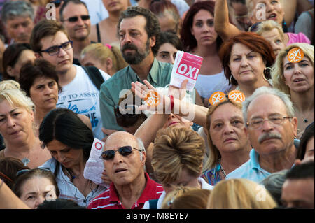 Athen. Unterstützer der Kampagne keine Teilnahme an einer Kundgebung auf dem Syntagma-Platz. Griechenland. Stockfoto