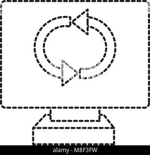 Gepunktete Form Computer Technologie mit Laden von Symbol Stock Vektor