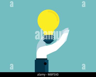 Abbildung: Hand lampe Idee flache Design Business Konzept Stock Vektor