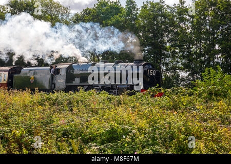 Ex LMS Dampflok 46100 "Royal Scot" übergibt die Norton Fitzwarren Steam Rally in Cornwall mit der Royal Duchy Zug, Somerset, England, Großbritannien Stockfoto