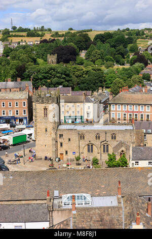 Richmond aus dem Bergfried über Market Square Richmond North Yorkshire England Stockfoto