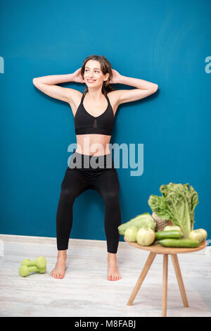 Gesund Sport Lifestyle mit frischem Grün essen Konzept Stockfoto