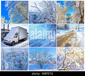 Die eisigen Straße im Winter bei abstrakten Stadt Stockfoto