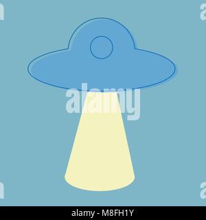 Platz UFO Flachbild Symbol-eps 10, Zeile Symbol in blauer Farbe Stock Vektor