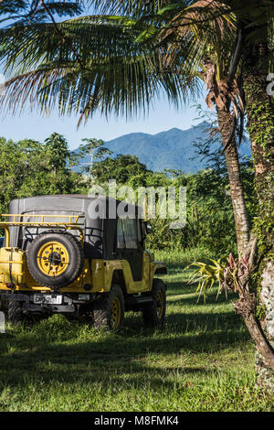 Paraty, Rio de Janeiro, Brasilien - 24. Februar 2017: 4x4 Geländewagen reist tief in den Regenwald in Paraty Nationalpark Stockfoto