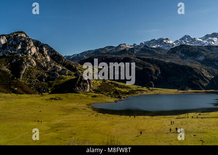 Der Gletscher, Berge und Seen von Covadonga Spanien in der nördlichen Provinz Asturien. Stockfoto