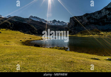 Der Gletscher, Berge und Seen von Covadonga Spanien in der nördlichen Provinz Asturien. Stockfoto