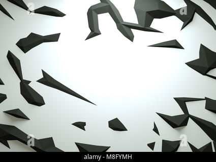 Abstrakte gerenderten 3d-geometrischen Low Poly Hintergrund. Schwarzweiß Stockfoto