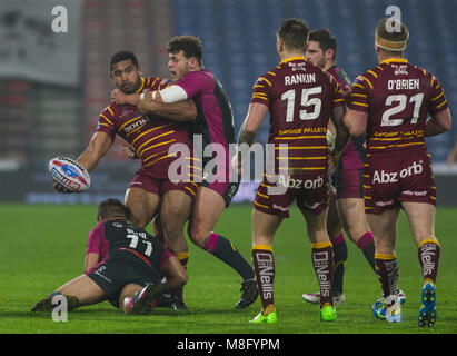 15. März 2018, John Smiths Stadion, Huddersfield, England; Betfred Super League Rugby, Huddersfield Riesen versus Rumpf KR; Hudderfield Riesen zurück r Stockfoto