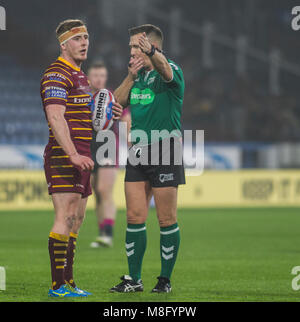 15. März 2018, John Smiths Stadion, Huddersfield, England; Betfred Super League Rugby, Huddersfield Riesen versus Rumpf KR; Hudderfield Riesen hooker Stockfoto