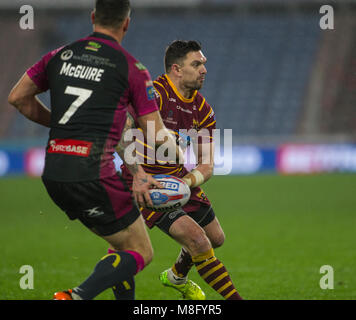 15. März 2018, John Smiths Stadion, Huddersfield, England; Betfred Super League Rugby, Huddersfield Riesen versus Rumpf KR; Hudderfield Riesen Ständer Stockfoto